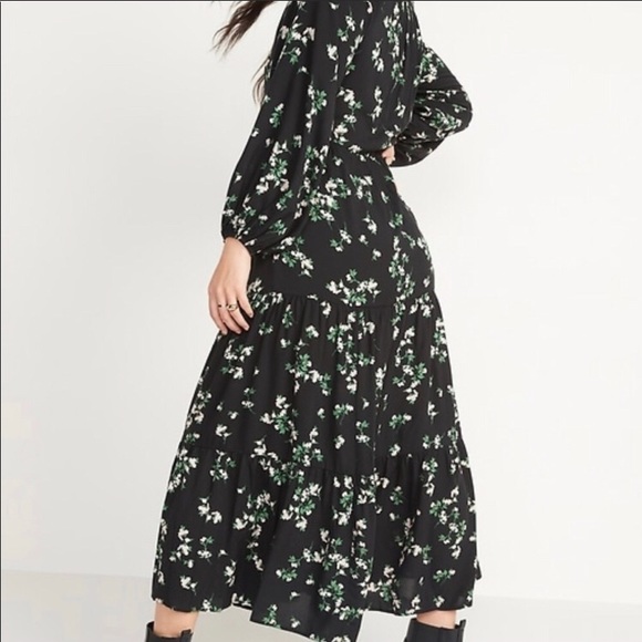 Old Navy Boho Peasant Style Floral Maxi Swing Dress, Blouson Sleeves, Size XXL - Picture 3 of 11